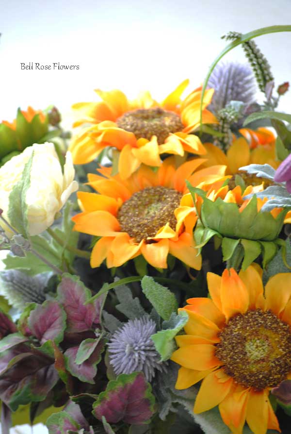 ひまわりと紫陽花のボタニカルなクラッチブーケ|ウェディングブーケ 
